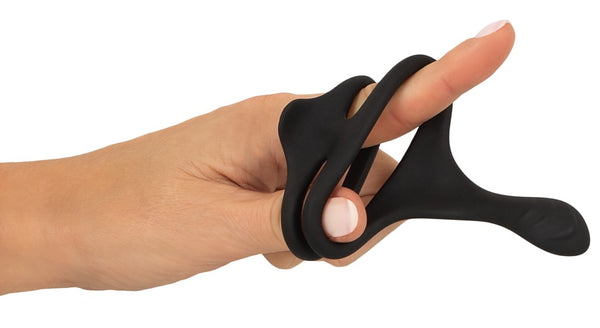 Erecto Cock & Ball Ring met perineum stimulator - Zwart - Erecto - SKU: 50037330000