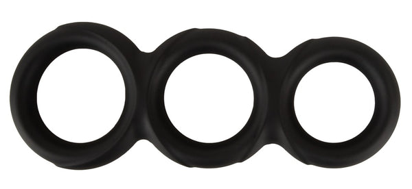 Erecto Cockring driedubbel met maritiem ontwerp - Zwart - Erecto - SKU: 50037410000