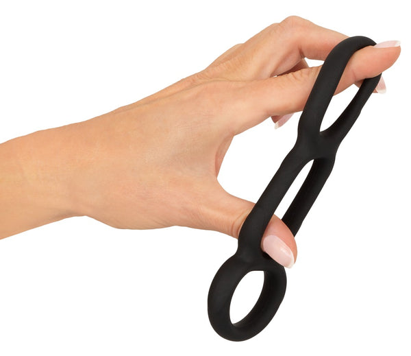 Erecto Cockring driedubbel met maritiem ontwerp - Zwart - Erecto - SKU: 50037410000