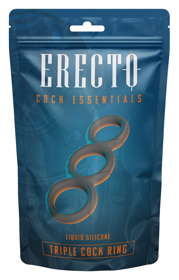 Erecto Cockring driedubbel met maritiem ontwerp - Zwart - Erecto - SKU: 50037410000