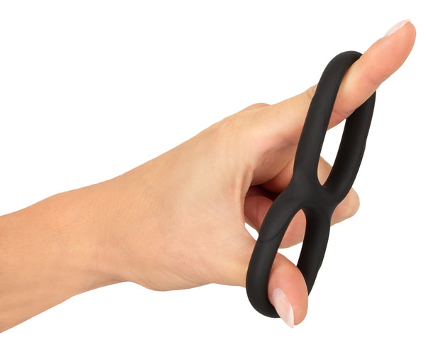 Erecto Dubbel cockring met flexibele band - Zwart - Erecto - SKU: 50037760000