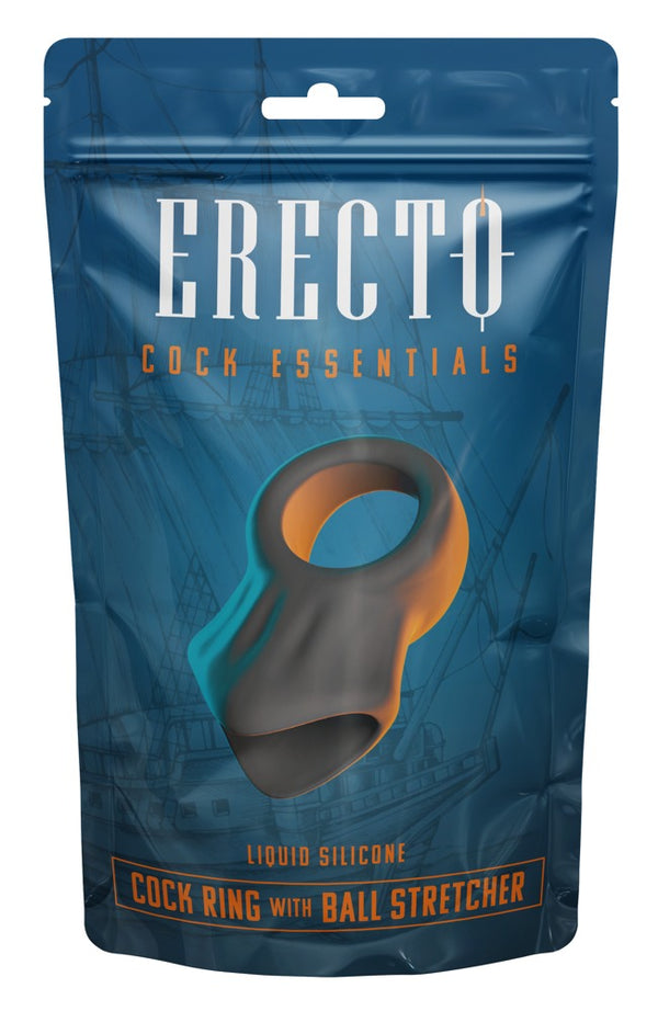 Erecto Cock Ring met ballenrekker - Zwart - Erecto - SKU: 50037840000