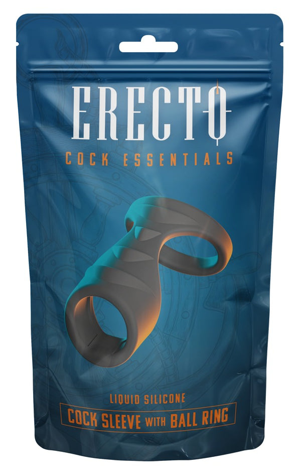 Erecto Cock Sleeve met Kogelring - Zwart - Erecto - SKU: 50037920000