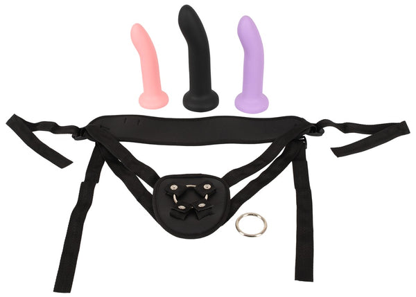 You2Toys Strap-on set met 3 dildo's en zuignap - Zwart - You2Toys - SKU: 50039460000
