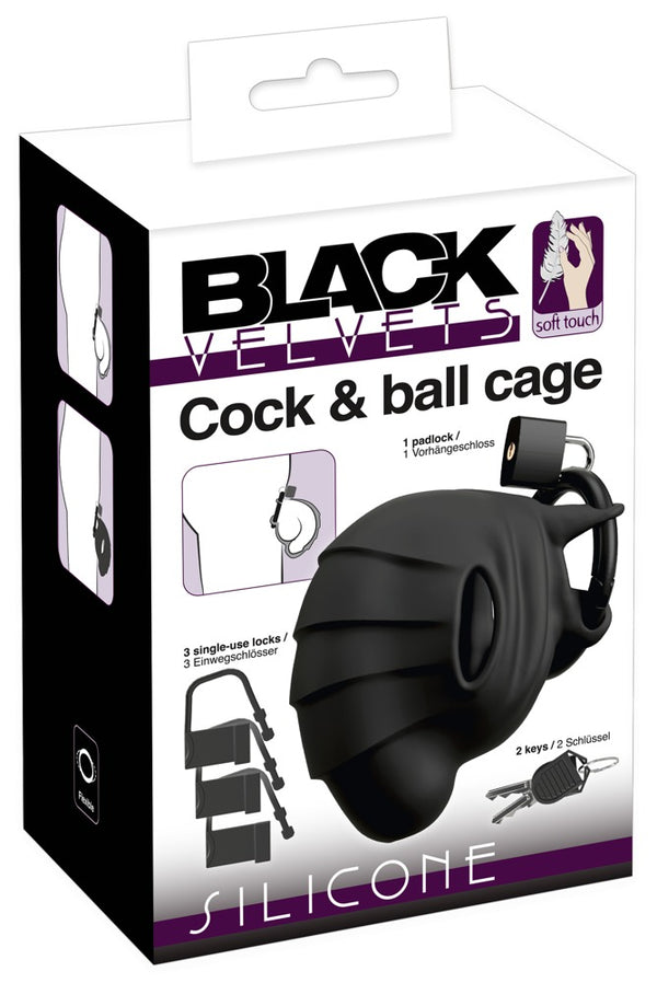 Black Velvets Cock & ball cage - Zwart - Black Velvets - SKU: 50043650000