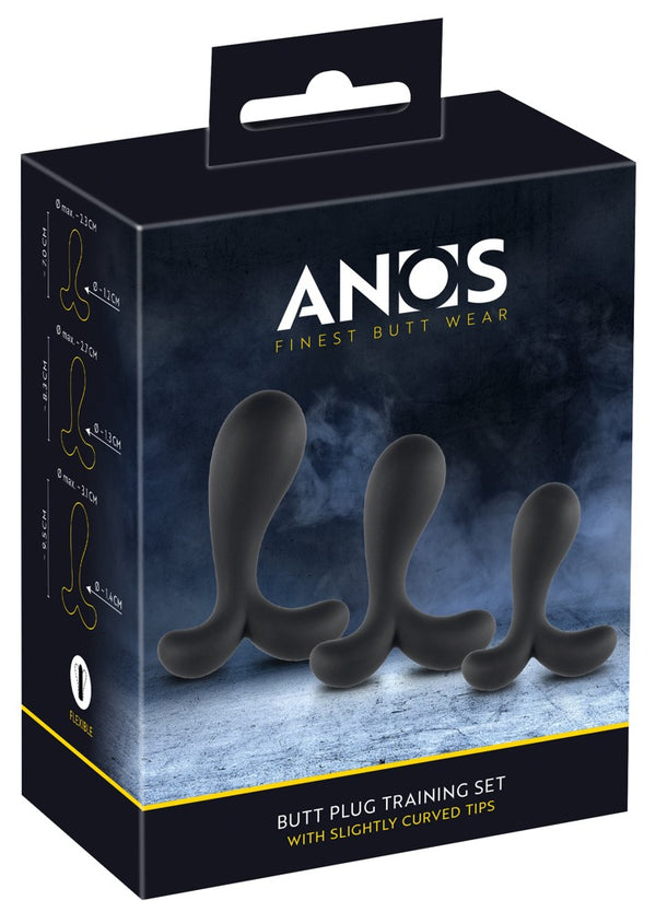 ANOS Butt plug trainingset met 3 prostaatstimulerende pluggen - Zwart - ANOS - SKU: 50052560000