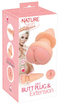 Nature Skin Butt plug met penisverlenger - Huidskleur