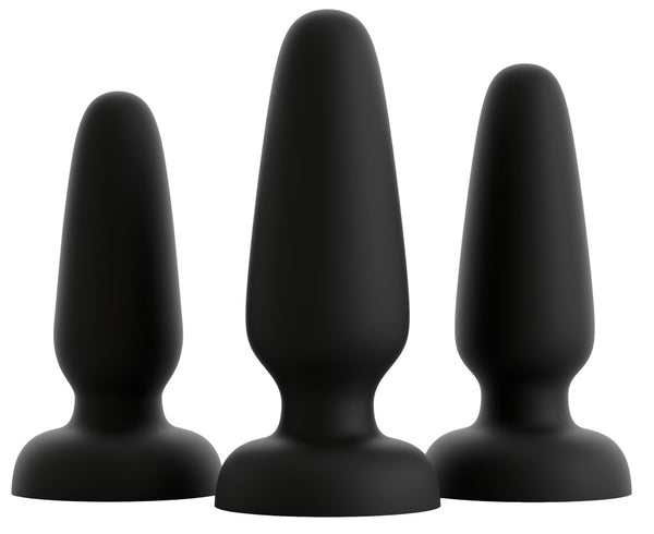 Black Velvets kegelvormige anaalplug met zuignap - Zwart