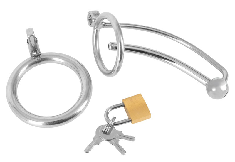 fetish Collection peniskooien met holle dilator - Zilver