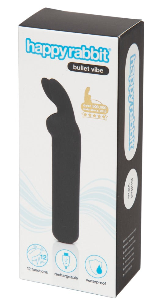 HappyRabbit mini-vibrator met flexibele oortjes - Zwart
