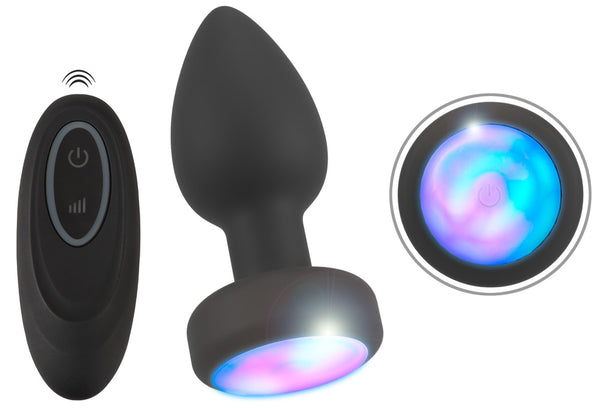 ANOS Butt plug knipperend met LED en vibratie - Zwart - ANOS - SKU: 54021400000