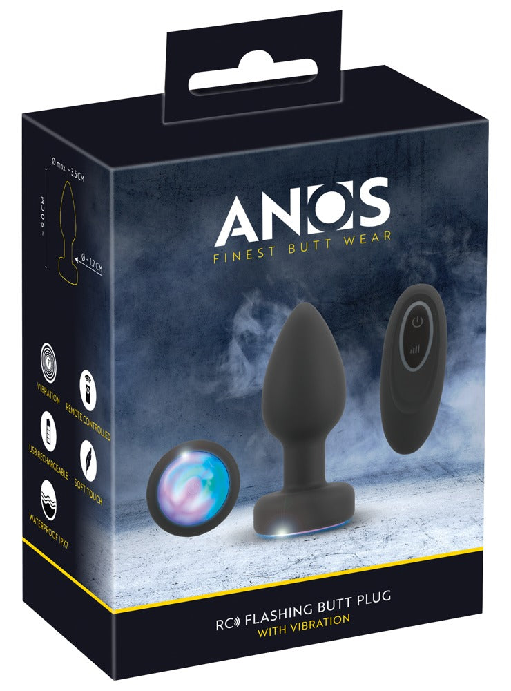 ANOS Butt plug knipperend met LED en vibratie - Zwart