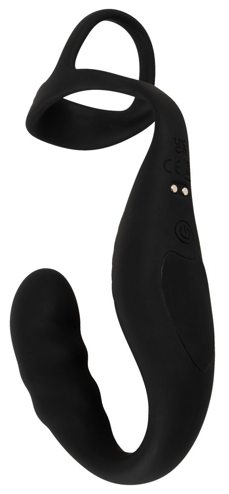 Rebel Cockring met prostateplug en vibrator - Zwart