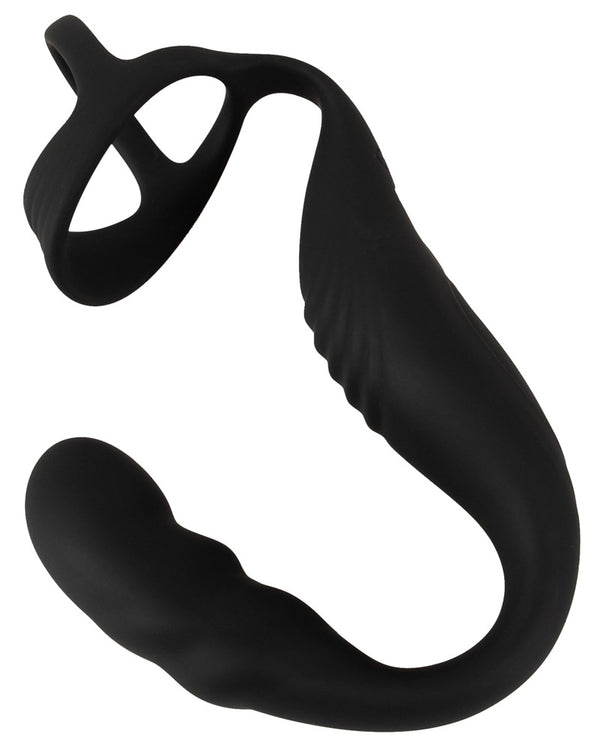 Rebel Cockring met prostateplug en vibrator - Zwart - Rebel - SKU: 54022800000