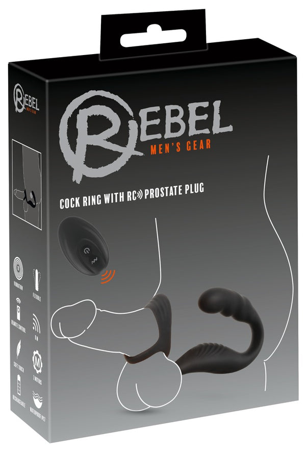 Rebel Cock ring met RC Prostate Plug - Zwart - Rebel - SKU: 54022800000