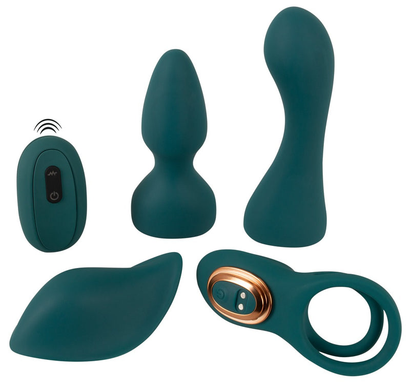 Couples Choice Mini vibrator met 4 opzetstukken - Groen