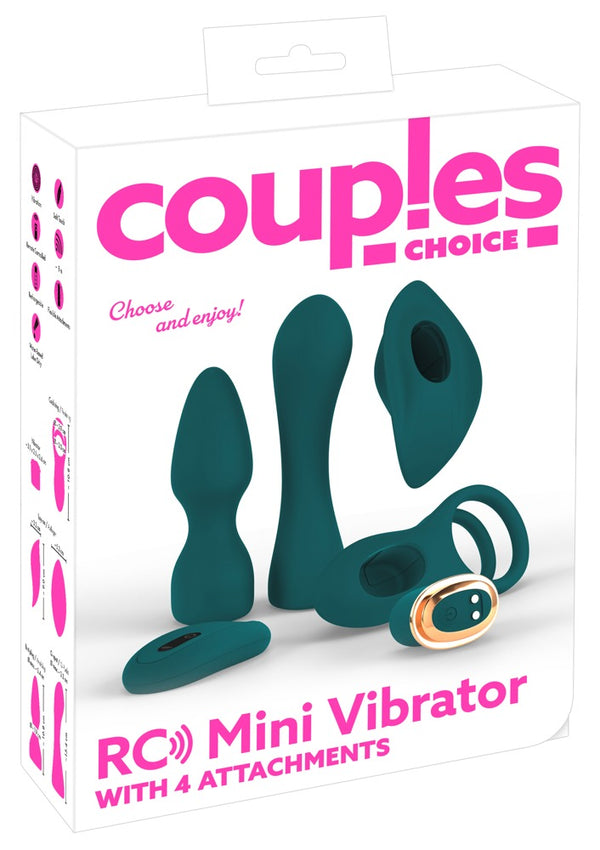 Couples Choice RC Mini vibrator met 5-delige set - Groen - Couples Choice - SKU: 54023600000
