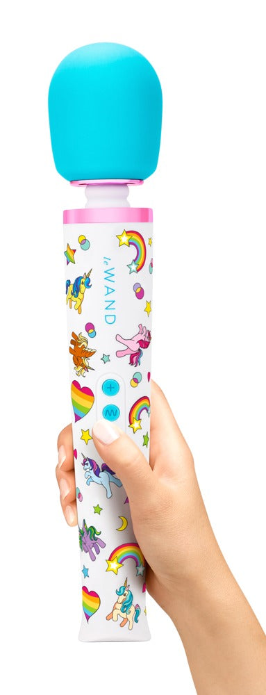 le Wand Massagestaaf met eenhoorn dildo en 20 vibratiestanden - Regenboog
