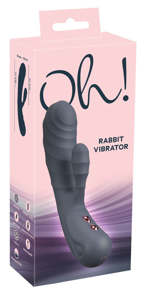 Vibrator met gegroefde schacht en clitorisstimulator - Blauw