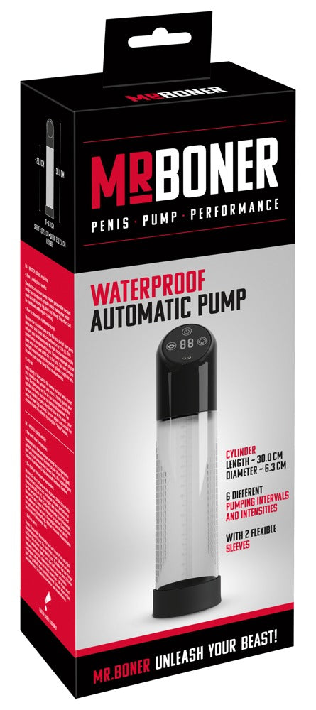 Mister Boner Pomp waterproof met automatische zuigfunctie - Transparant
