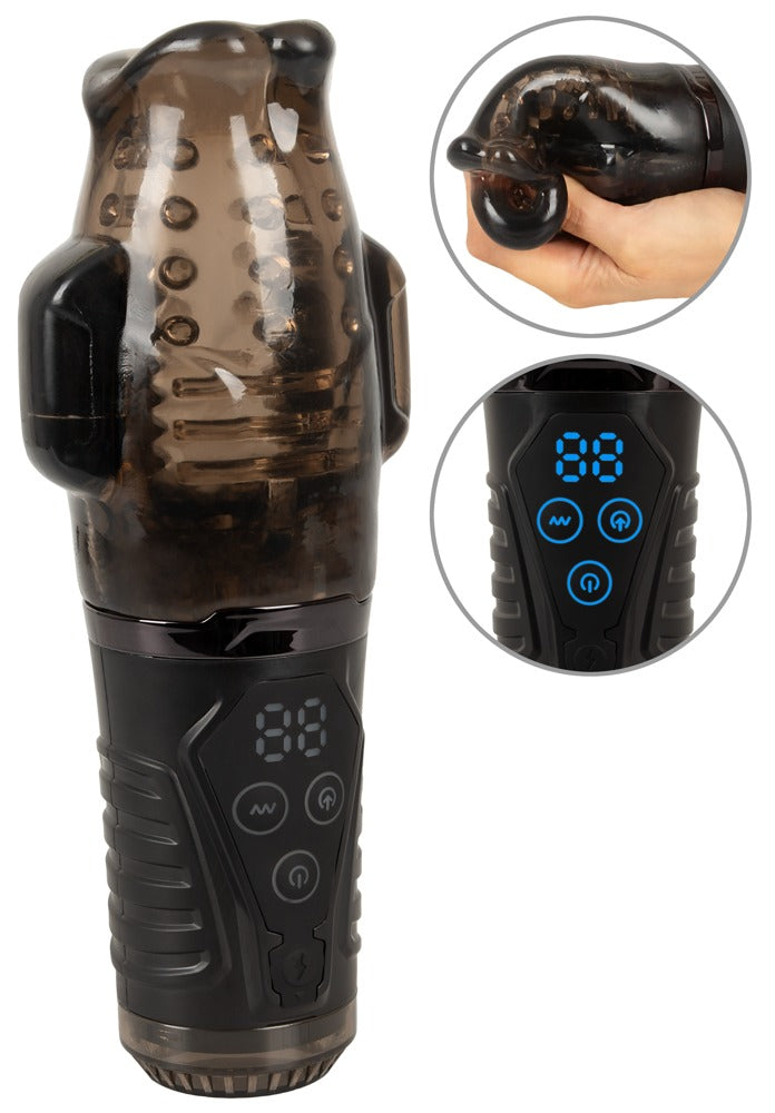 Stroker Zuigende masturbator met dubbele trilling - Zwart