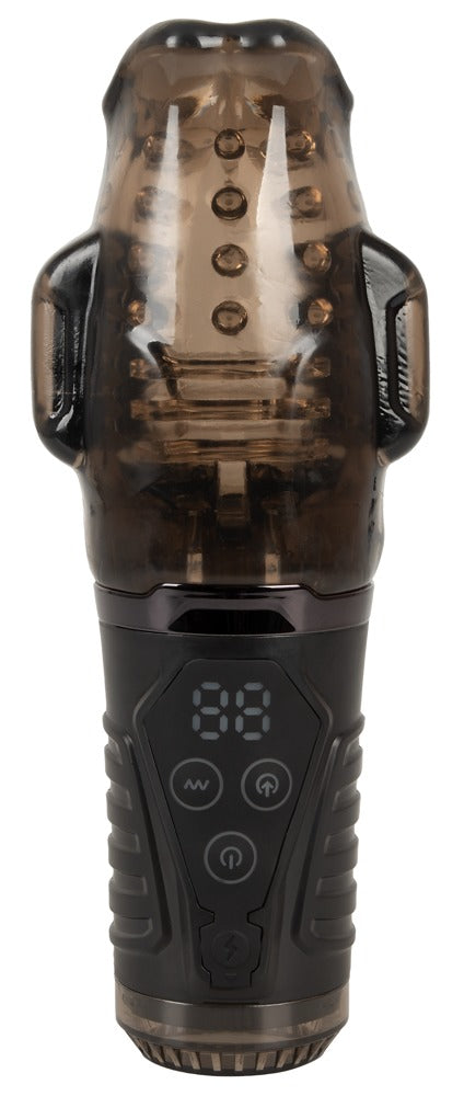 Stroker Zuigende masturbator met dubbele trilling - Zwart