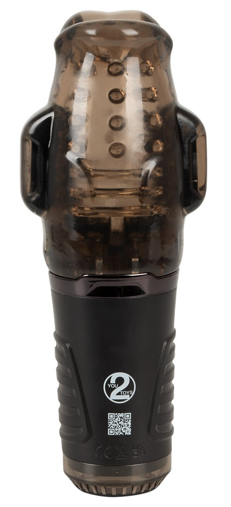 Stroker Zuigende masturbator met dubbele trilling - Zwart