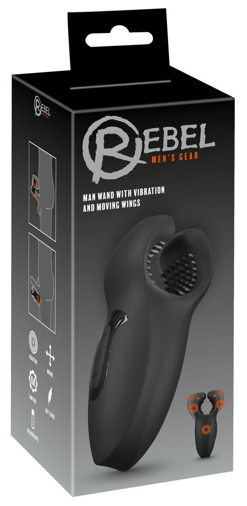 Rebel Toverstaf met vibratie en vleugels - Zwart - Rebel - SKU: 54045680000