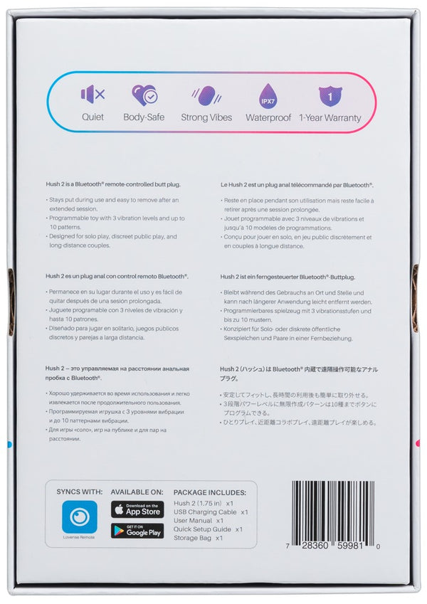 Lovense Hush 2 anale vibrator - Zwart - Lovense - SKU: 54047970000