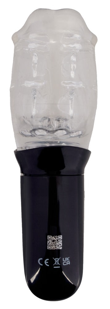 Stroker Roterende masturbator met mondvormige opening - Zwart