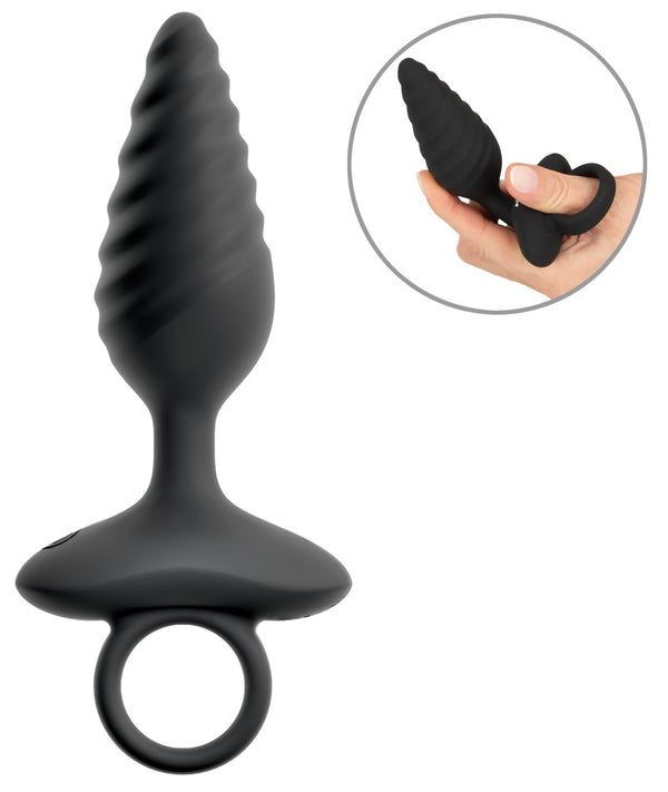 ANOS Butt plug gedraaid met trillingen - Zwart - ANOS - SKU: 54051730000