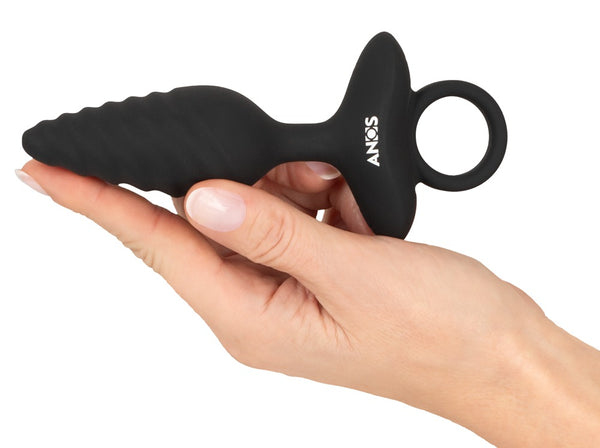 ANOS Butt plug gedraaid met trillingen - Zwart - ANOS - SKU: 54051730000