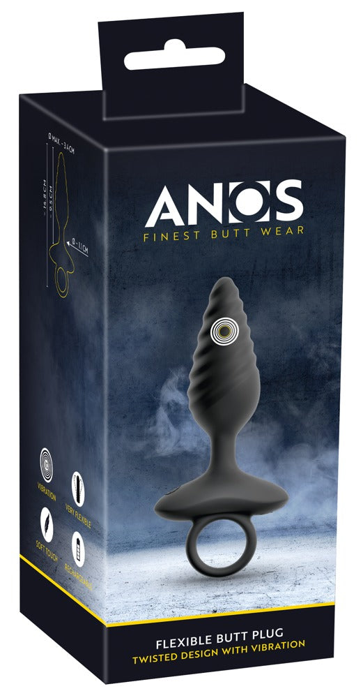 ANOS Butt plug gedraaid met trillingen - Zwart - ANOS - SKU: 54051730000