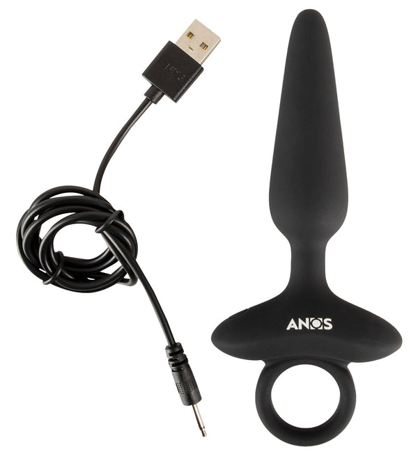 ANOS Butt plug flexibel met trillingen - Zwart - ANOS - SKU: 54051810000
