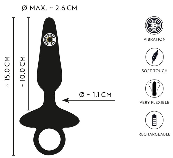 ANOS Butt plug flexibel met trillingen - Zwart - ANOS - SKU: 54051810000