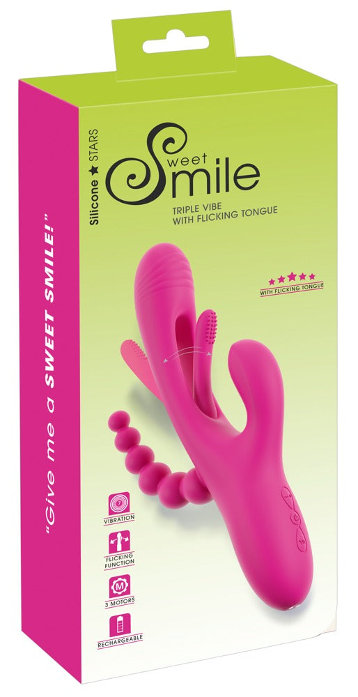 Sweet Smile Triple Vibe With Flicking Tongue - Roze - Sweet Smile - SKU: 54052970000