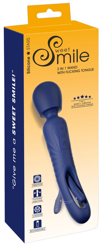 Sweet Smile 2-in-1-wand met flikkerende tong - Blauw - Sweet Smile - SKU: 54053000000