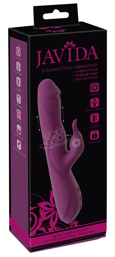 JAVIDA Vibrator 3-in-1 met stoten & parelmassage - Paars - JAVIDA - SKU: 54054240000