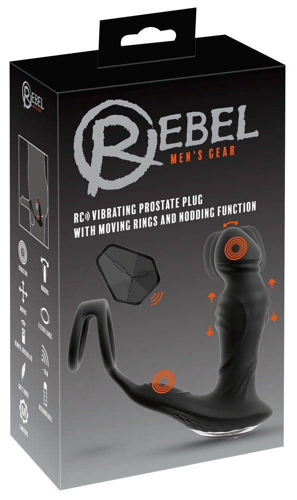 Rebel Prostate plug met knikfunctie en pikring - Zwart - Rebel - SKU: 54055130000