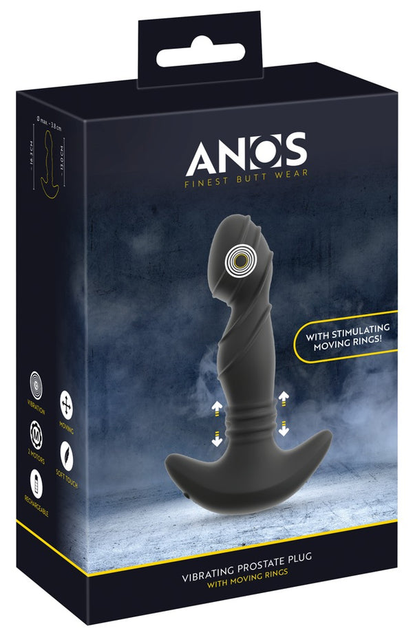 ANOS Prostate plug met vibrerende ringen - Zwart - ANOS - SKU: 54055480000