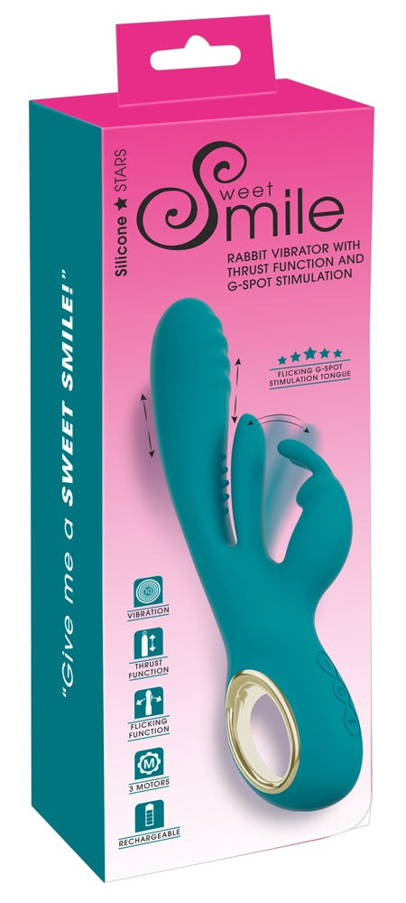 Sweet Smile Konijn vibrator met stuwkracht en G-spot stimulatie - Turquoise - Sweet Smile - SKU: 54055720000