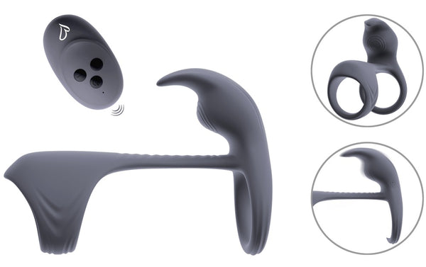 beau coeur Penisring met dubbele vibratie - Grijs - beau coeur - SKU: 54057930000