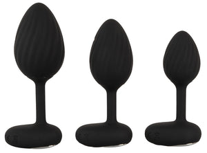 ANOS Butt plug set met 3 vibrerende pluggen - Zwart