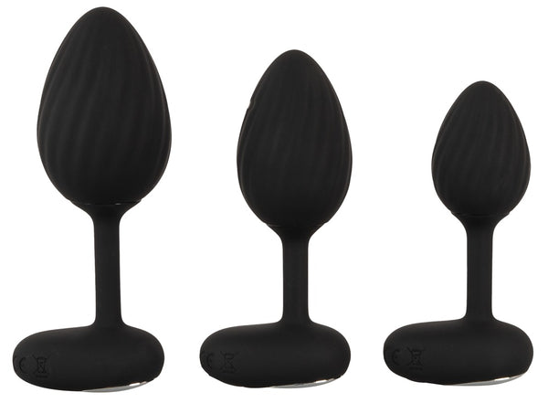 ANOS Butt plug set met 3 vibrerende pluggen - Zwart - ANOS - SKU: 54059630000