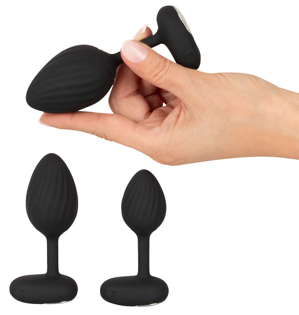ANOS Butt plug set met 3 vibrerende pluggen - Zwart - ANOS - SKU: 54059630000
