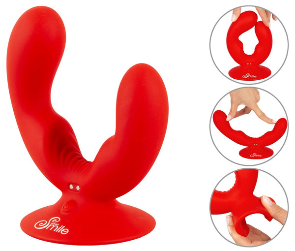 Sweet Smile dubbele vibrator met zuignap - Rood - Sweet Smile - SKU: 54061450000