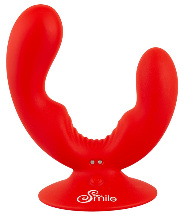 Sweet Smile dubbele vibrator met zuignap - Rood - Sweet Smile - SKU: 54061450000