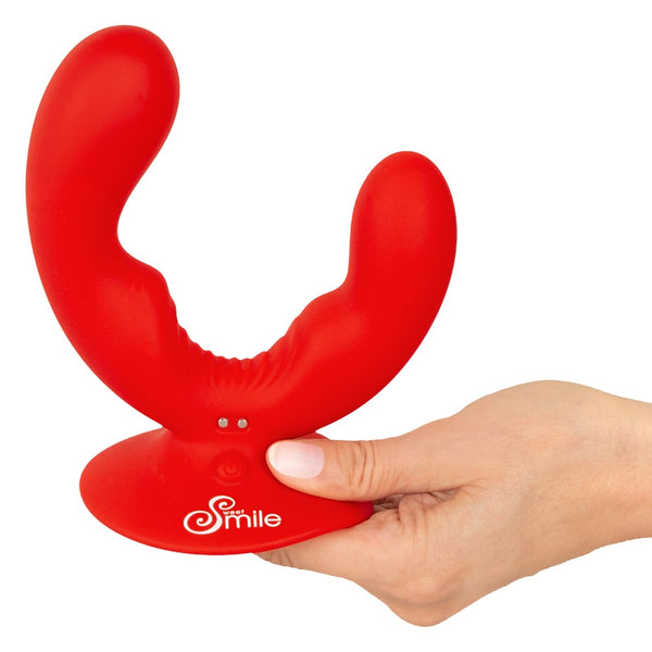 Sweet Smile dubbele vibrator met zuignap - Rood - Sweet Smile - SKU: 54061450000
