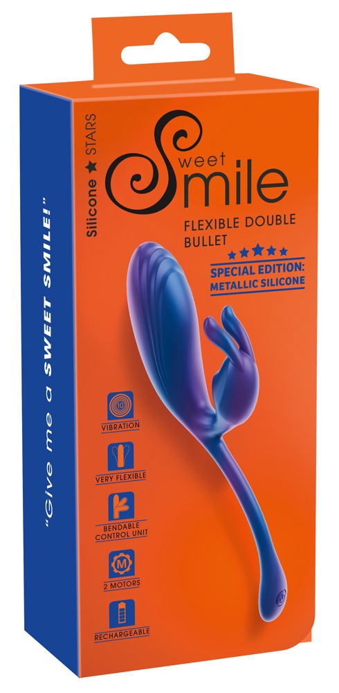 Sweet Smile Flexible Double Bullet vibrator - Blauw - Sweet Smile - SKU: 54063400000