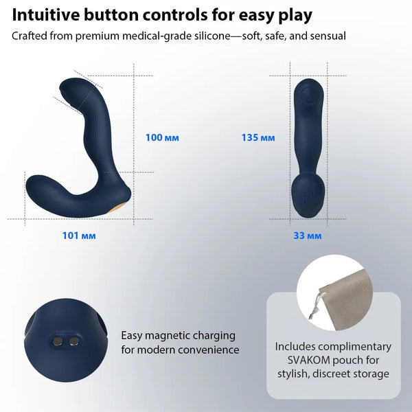 SVAKOM Anaal vibrator met prostate stimulatie en perineum massage - Blauw - SVAKOM - SKU: 54065100000